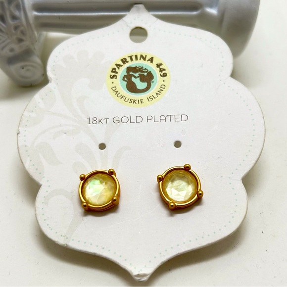 Spartina 449, Daufuskie Island, 18K Gold Plated, Pale Yellow Stud Earrings, NOC - Picture 4 of 4